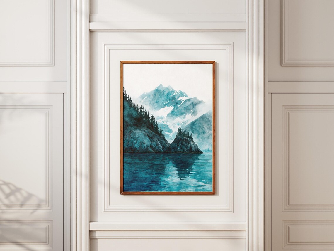 Kenai Fjords National Park Alaska Watercolor Glacier Lake Poster - Image 2