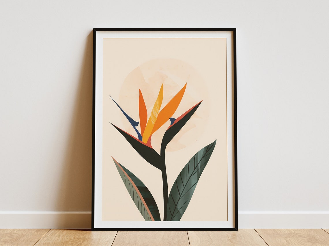 Bird Of Paradise Flower Minimalist Tropical Botanical Art Poster