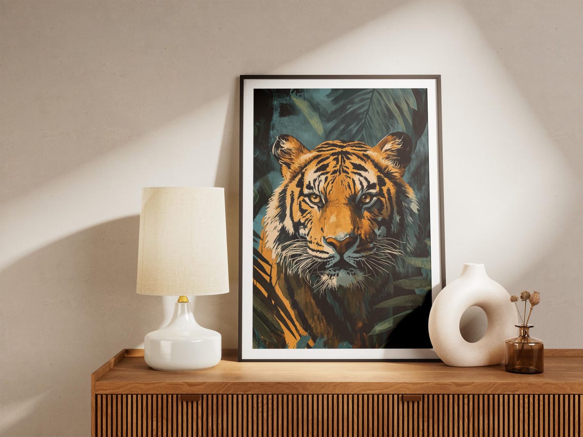 Majestic Tiger Face Jungle Wildlife Big Cat Portrait Art Poster - Image 4