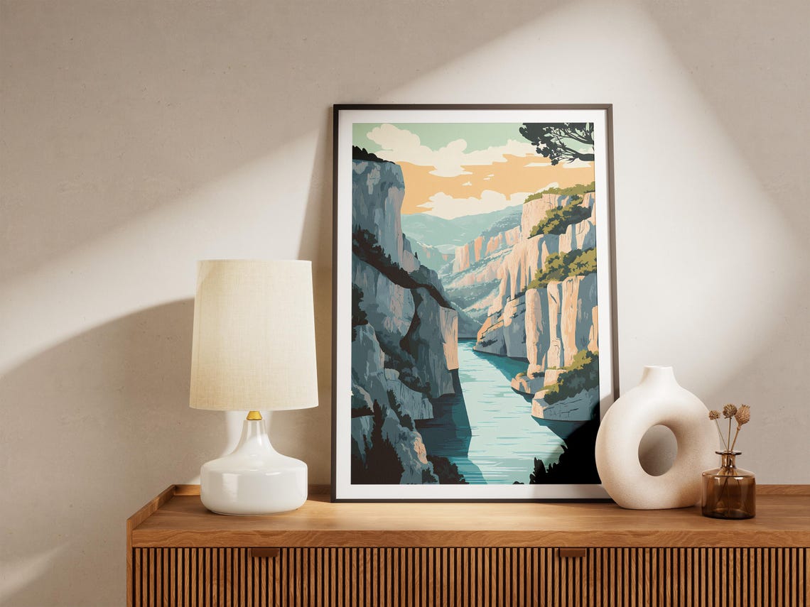 Verdon Gorge France Sunny River Canyon Vintage Travel Poster - Image 4