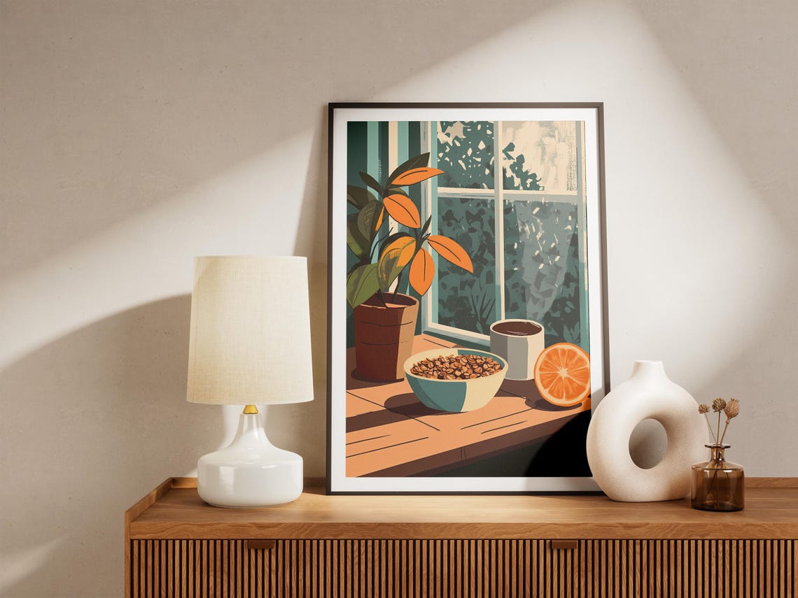 Sunny Window Breakfast Cereal Bowl Coffee Orange Slice Poster - Image 5