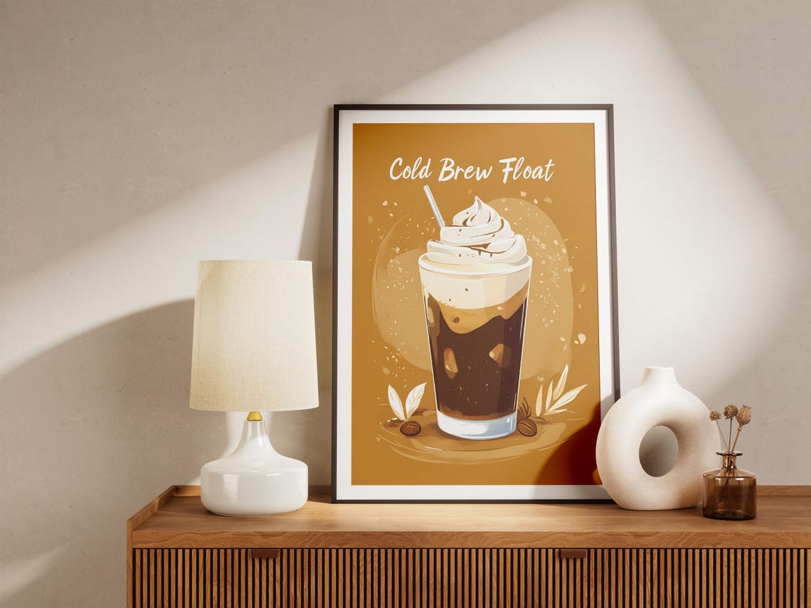 Cold Brew Float Iced Coffee Summer Beverage Illustration Poster - Image 5