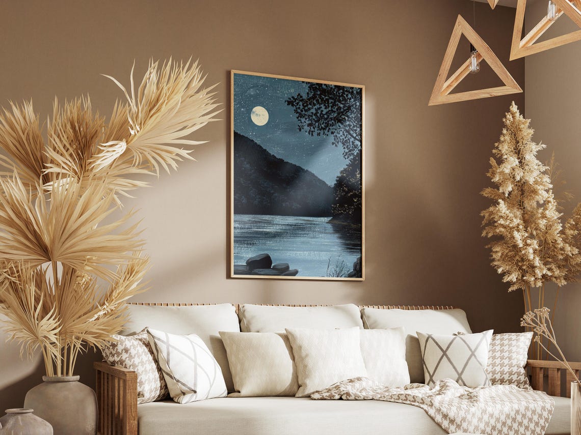 New River Gorge National Park West Virginia Moonlight Poster - Image 3