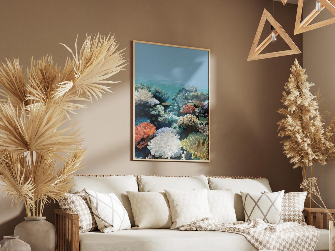 Underwater Coral Reef Colorful Tropical Fish Habitat Ocean Poster - Image 3