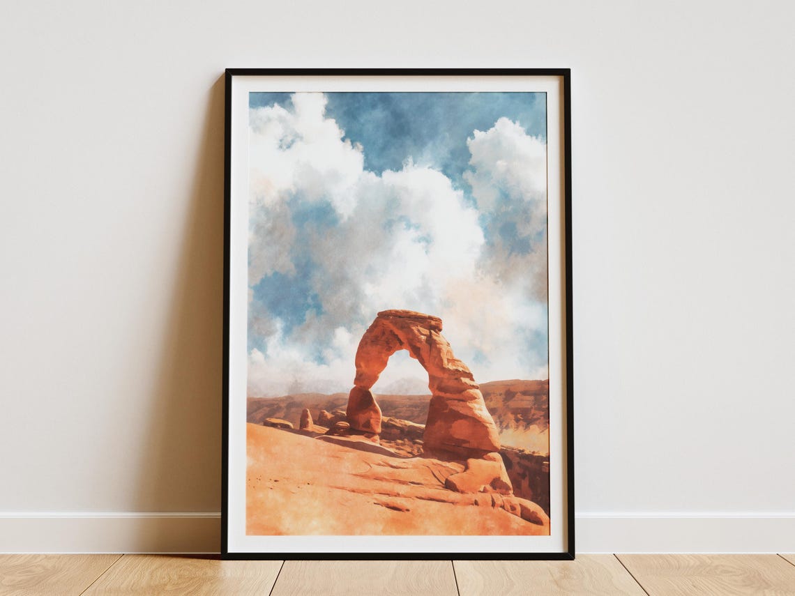 Arches National Park Delicate Arch Utah Red Rock Watercolor Poster