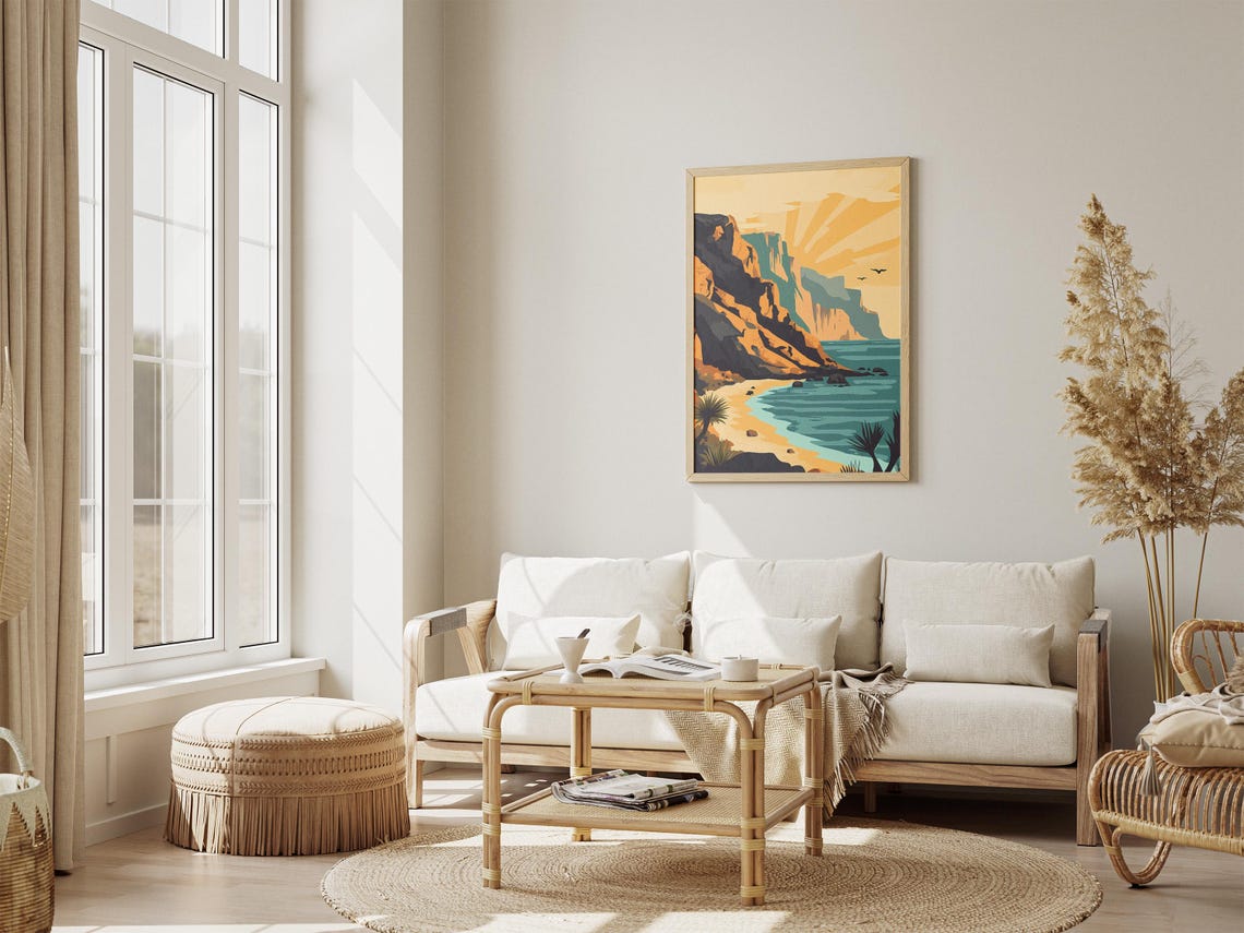 Socotra Yemen Limestone Cliffs Beach Cove Sunburst Sea Poster - Image 4
