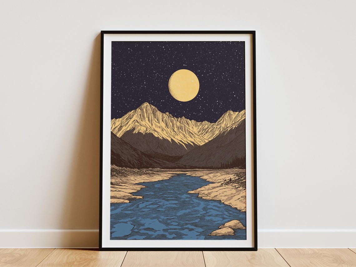 Gates of the Arctic National Park Alaska Moonlit Night Poster