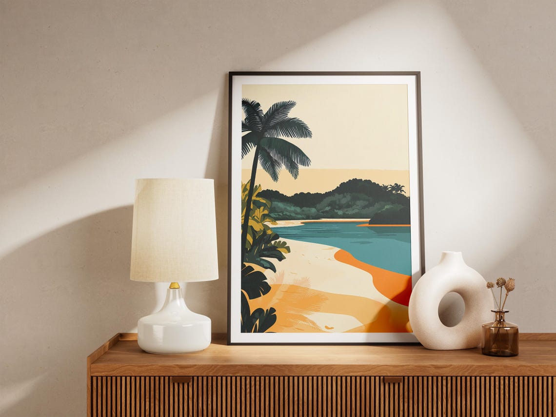 Coiba National Park Panama Palm Beach Curved Sand Bay Poster - Image 5