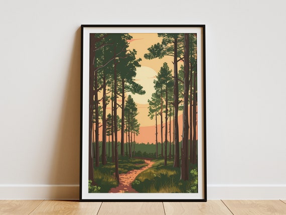 New Jersey Pine Barrens Poster Vintage Travel Poster Forest Nature Art Tree Poster Print