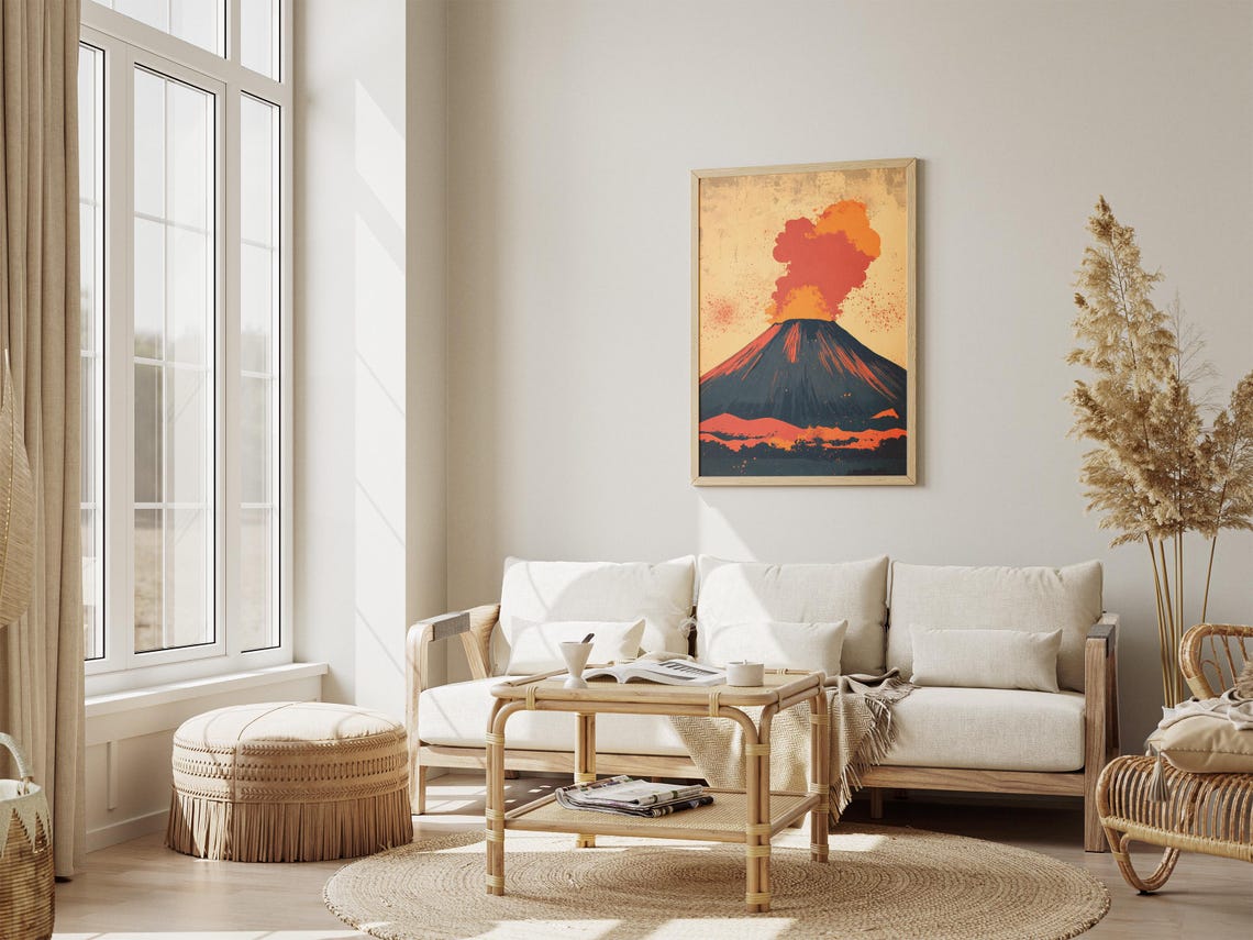 Yasur Volcano Vanuatu Eruption Ash Plume Abstract Art Poster - Image 4