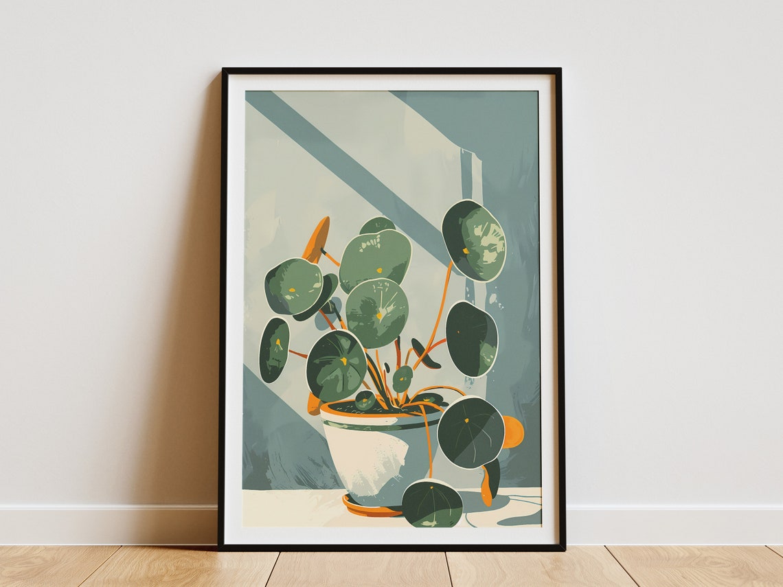 Potted Coin Leaf Houseplant Minimalist Boho Botanical Poster