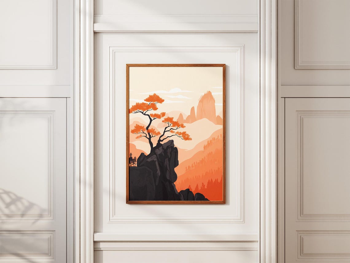 China Danxia Orange Layered Mountains Autumn Foliage Travel Poster - Image 2