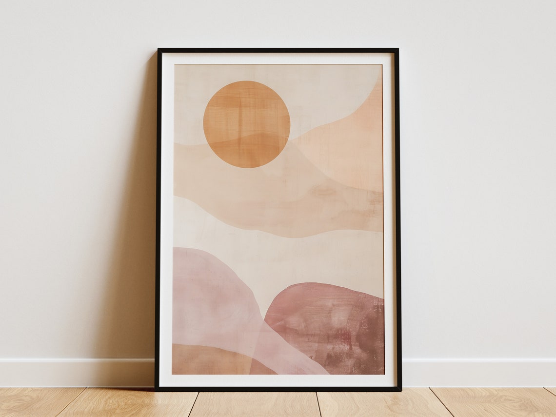 Abstract Boho Sun Neutral Beige Blush Minimalist Desert Art Print