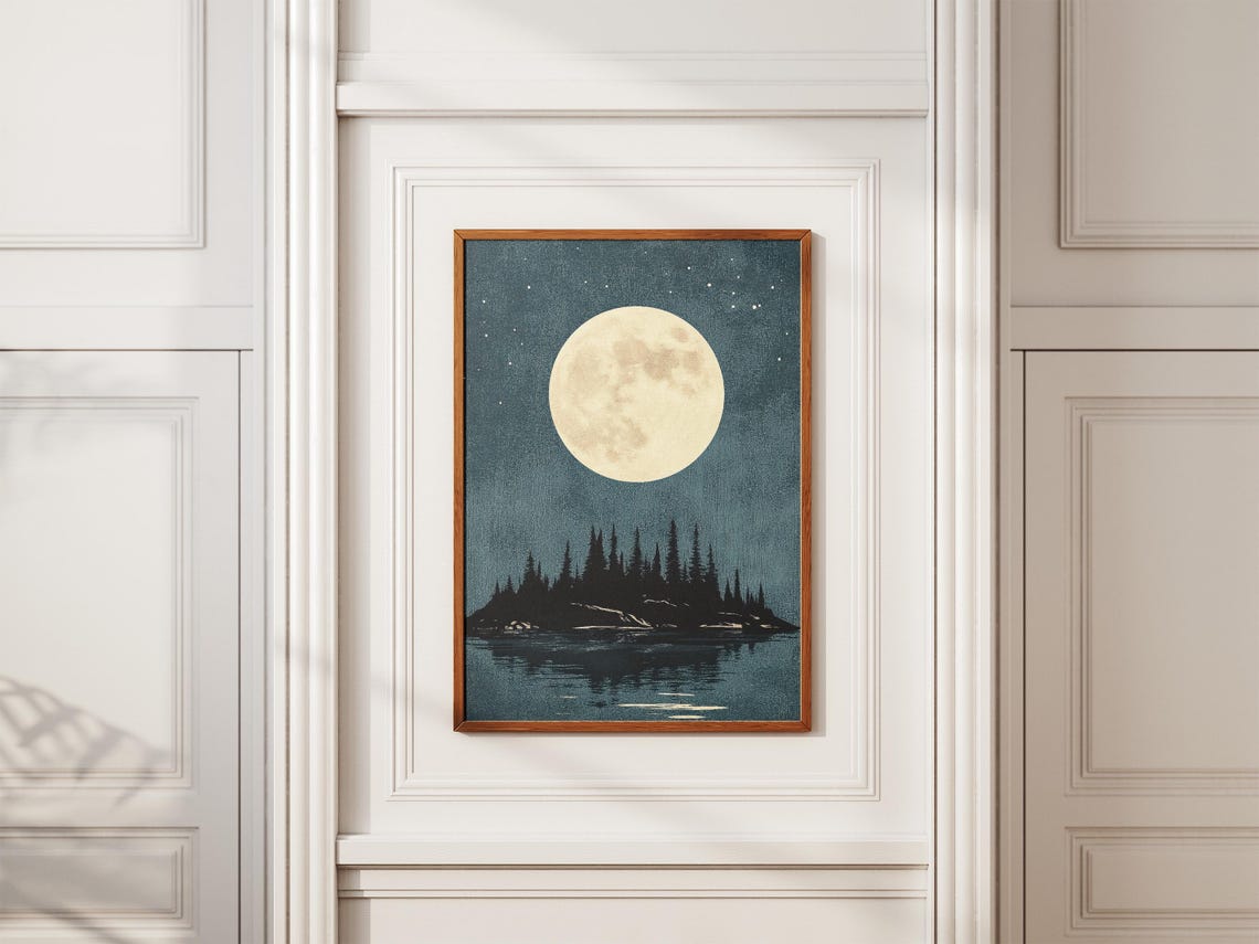 Isle Royale National Park Michigan Moonlit Lake Vintage Poster - Image 2