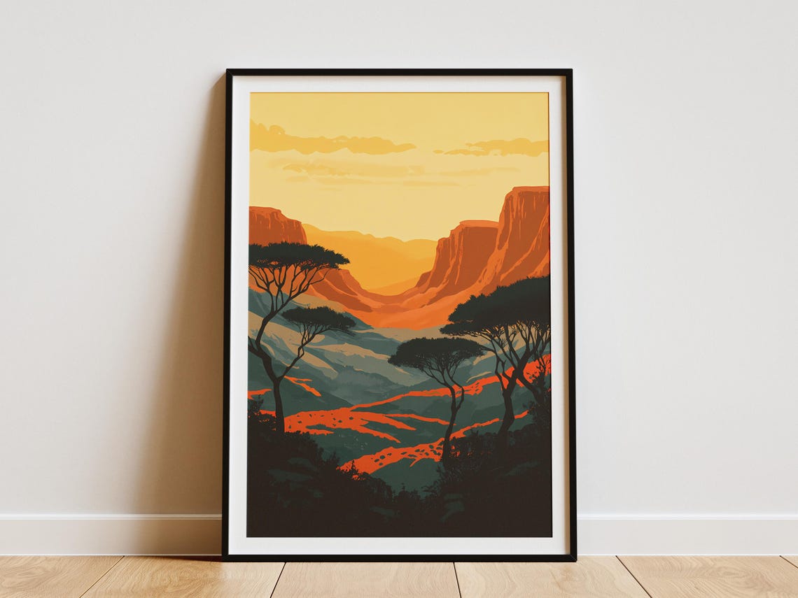 Canyon Sunset Poster Red Rock Cliffs Acacia Wall Decor Gift Decor