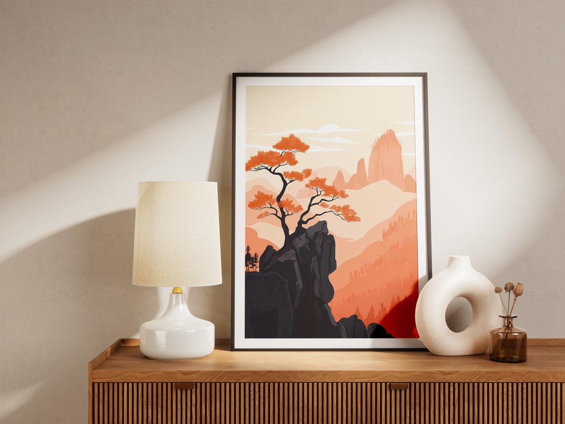China Danxia Orange Layered Mountains Autumn Foliage Travel Poster - Image 5