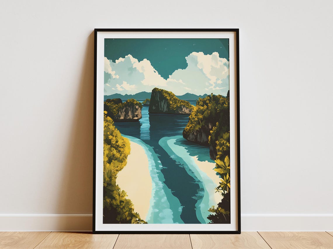 Aerial View of Tropical Islands and Turquoise Lagoon Poster Scenic