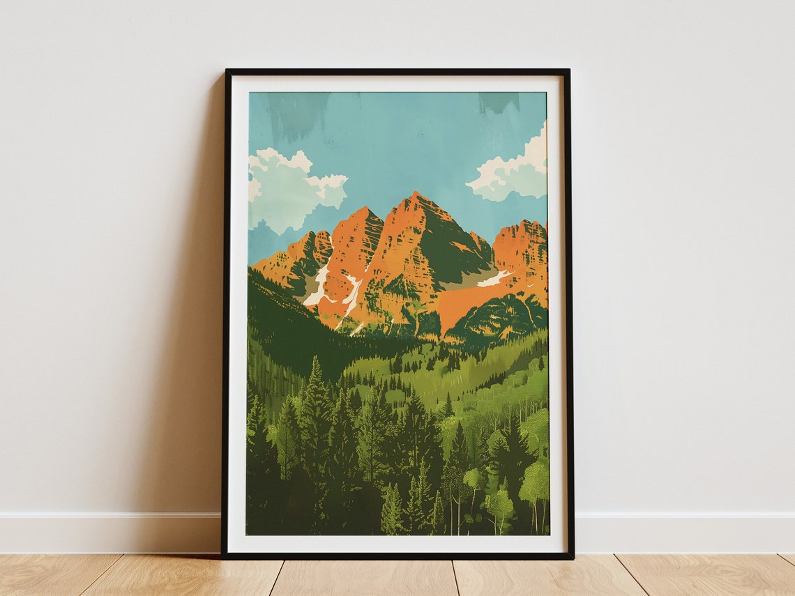 Colorado Rocky Mountain Alpine Peaks Sunset Cliffs Forest Poster