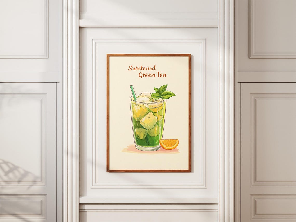 Sweetened Green Tea Iced Mint Lemon Refreshing Summer Drink Poster - Image 2
