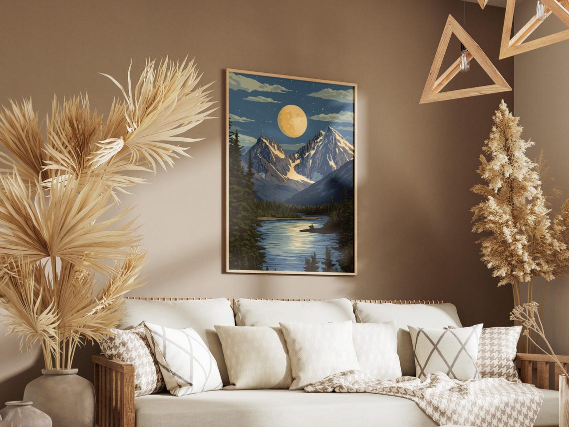 Gates Of The Arctic National Park Moonlit Peaks Over River Poster - Image 3