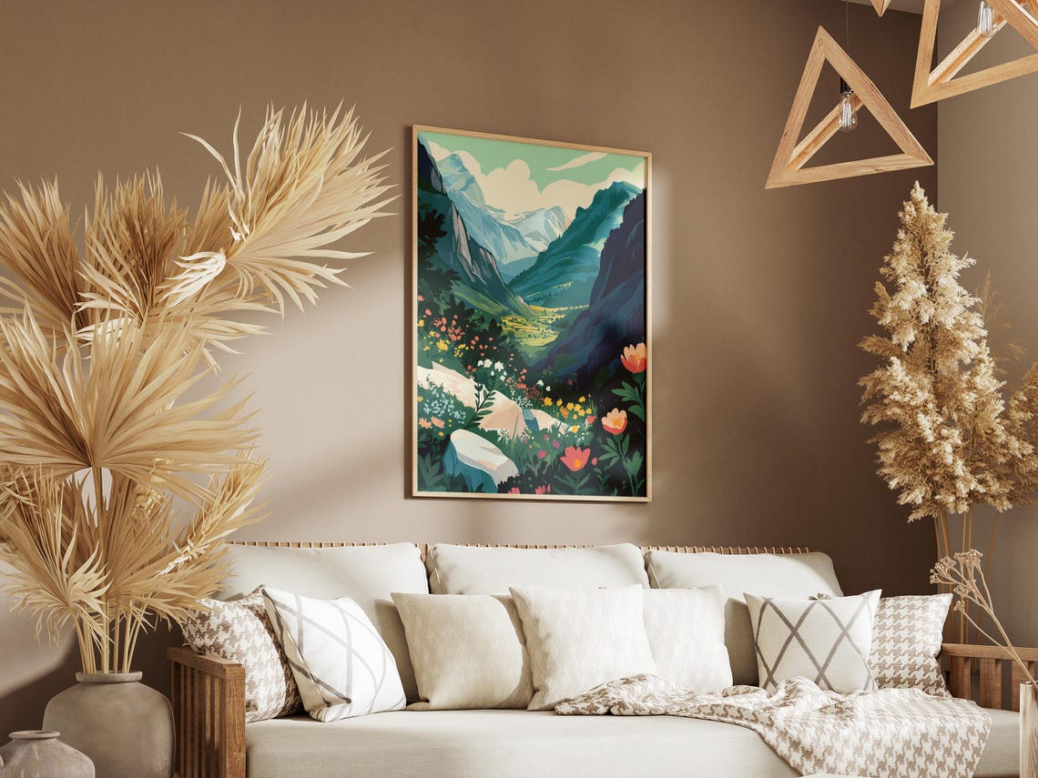 Valley Of Flowers Blooming Meadows Himalayan Valley India Poster - Image 3
