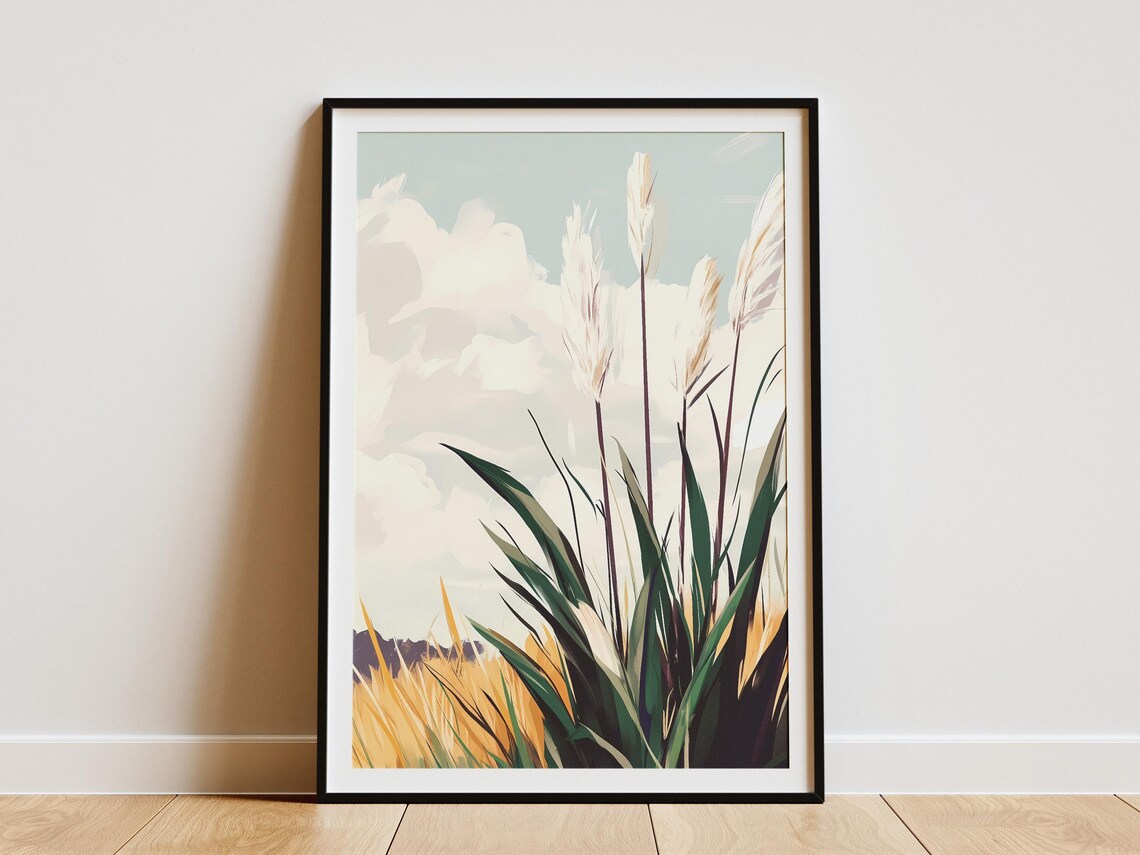 Springtime Pasture Botanical Art Print, Minimalist