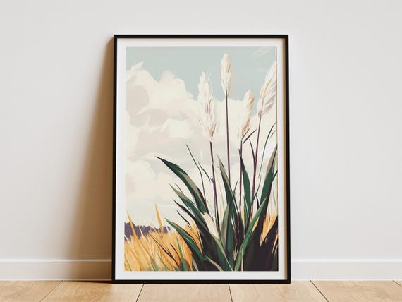 Springtime Pasture Botanical Art Print, Minimalist