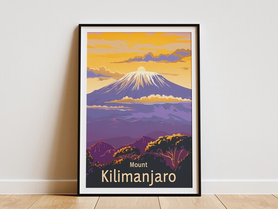 Mount Kilimanjaro Tanzania Poster Travel Art Landscape Print Africa Mountain Art Minimalist Poster Home Decor Nature Art Mountain Landscape