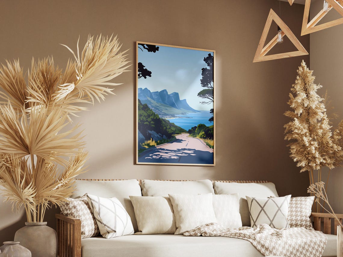 South Africa Coastal Road Scenic Table Mountain Ocean View Poster - Image 3