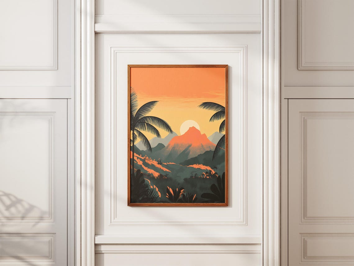 Peruvian Andes Sunset Orange Ridge Palm Silhouettes Dusk Poster - Image 2