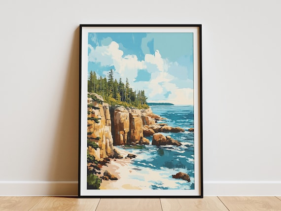 Acadia National Park Maine Rocky Sea Cliffs Coastline Travel Poster