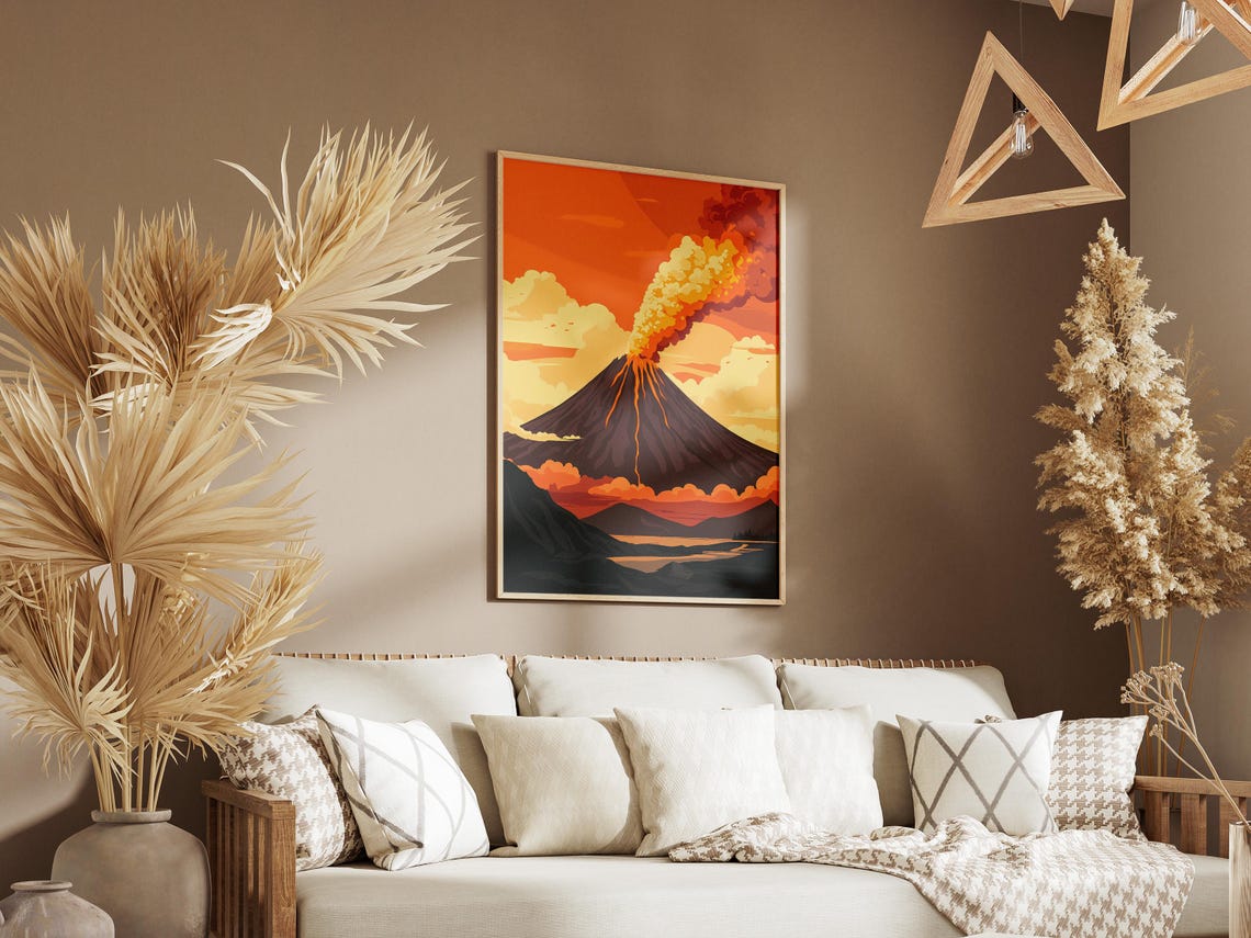 Kamchatka Volcano Eruption Lava Ash Cloud Sky Landscape Poster - Image 3