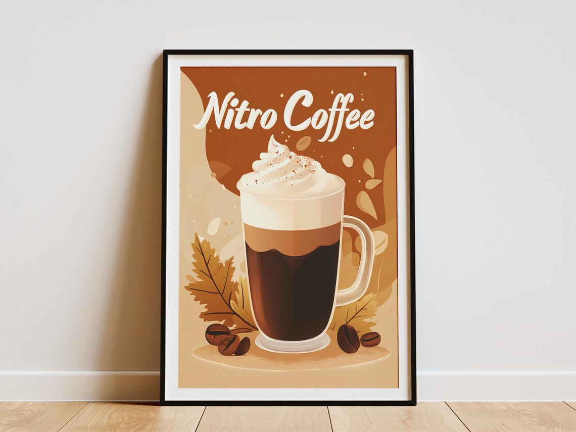 Nitro Coffee Whipped Cream Foamy Coffee Shop Drink Illustration Poster
