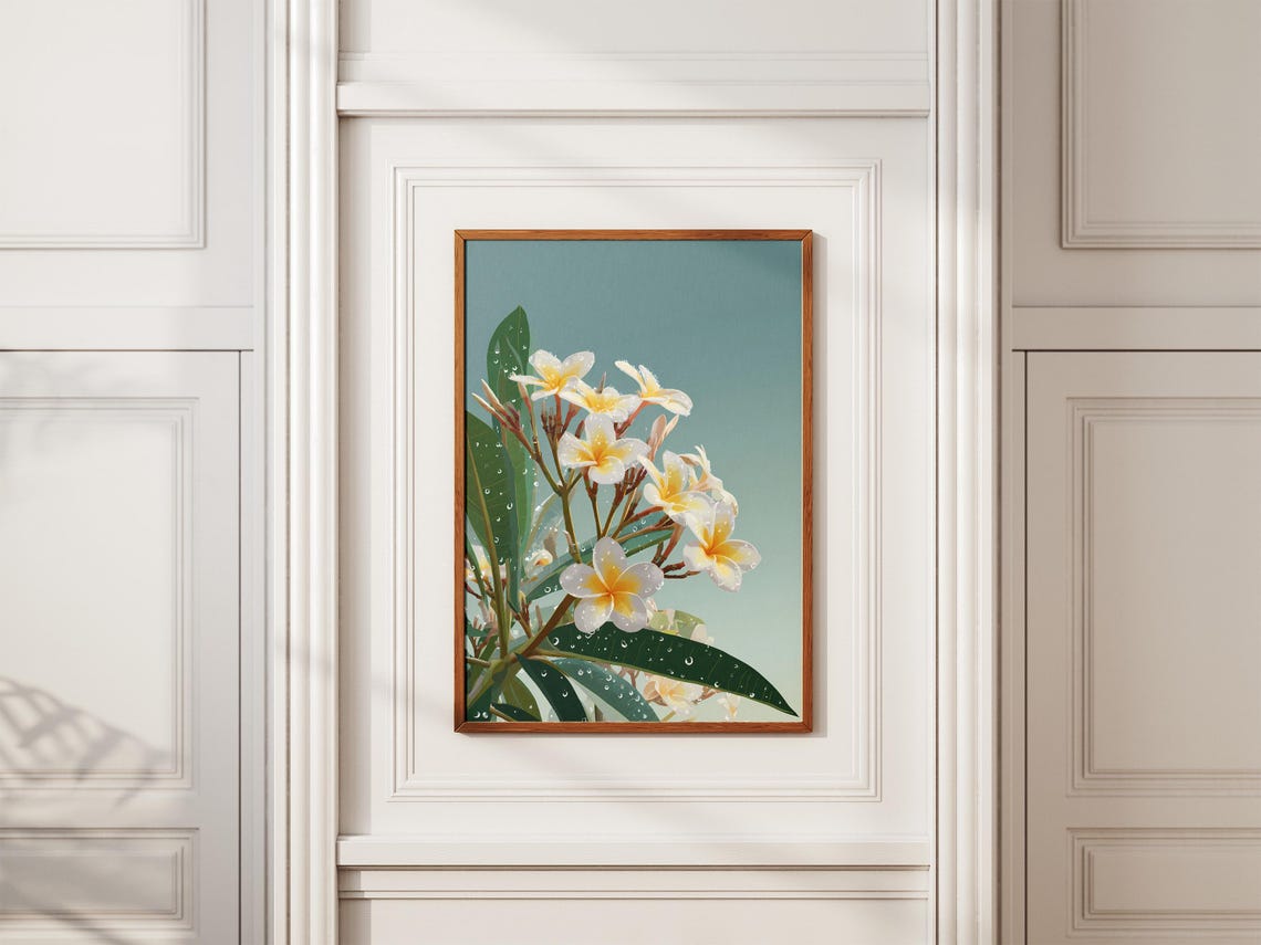 Plumeria Flower Hawaiian Decor Art Print, Tropical Botanical - Image 2