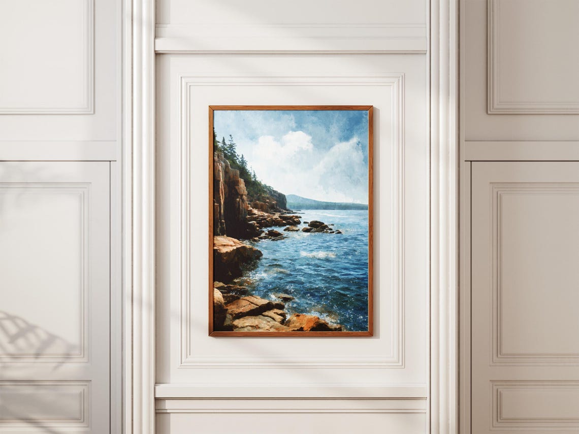 Acadia National Park Maine Rocky Coastline Ocean Waves Art Poster - Image 2