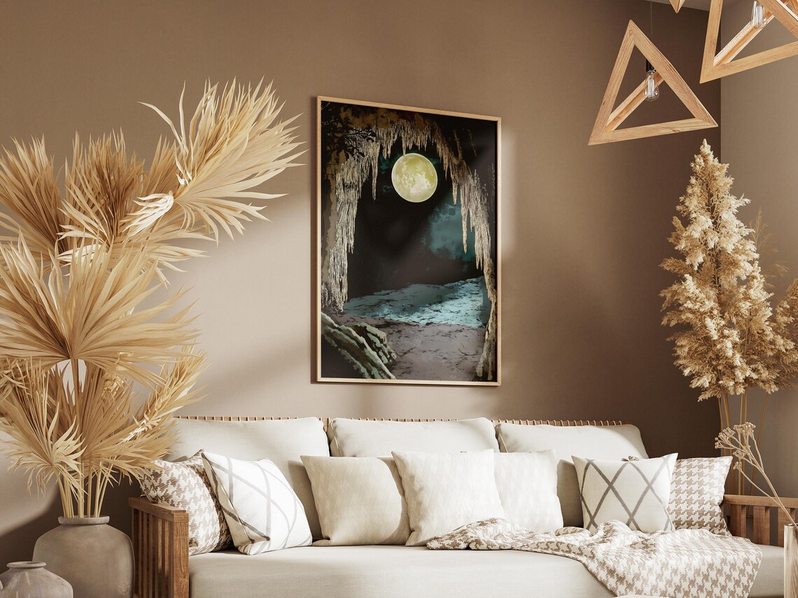 Mammoth Cave Kentucky Stalactite Cavern Moonlit Scene Vintage Travel Poster - Image 3