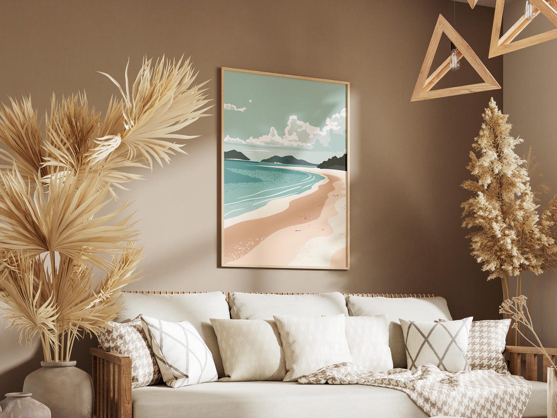 Whitehaven Beach Minimalist Pastel Sand Curve Illustration Poster - Image 3