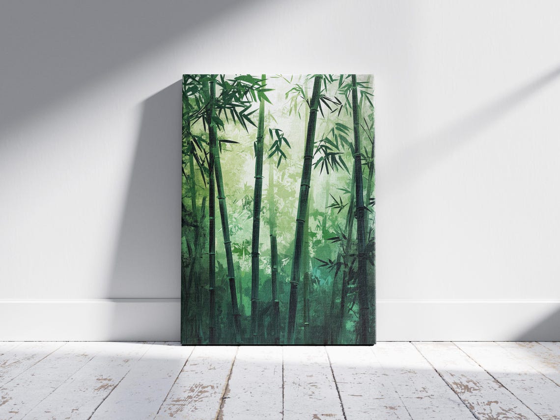 Bamboo Forest Japanese Green Zen Nature Inspired Botanical Art Poster - Image 2