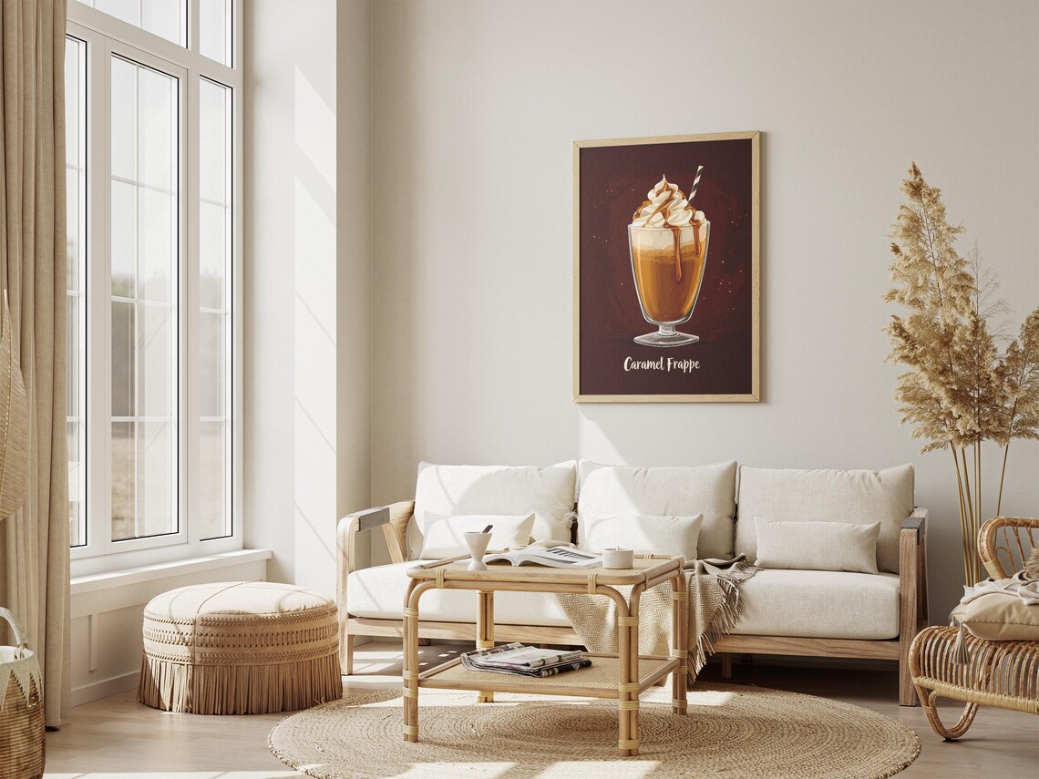 Caramel Frappe Drink Poster Coffee Drink Poster Cafe Poster Whipped Cream Poster Sweet Treat Poster Brown And Beige Delicious Drink Poster - Image 4