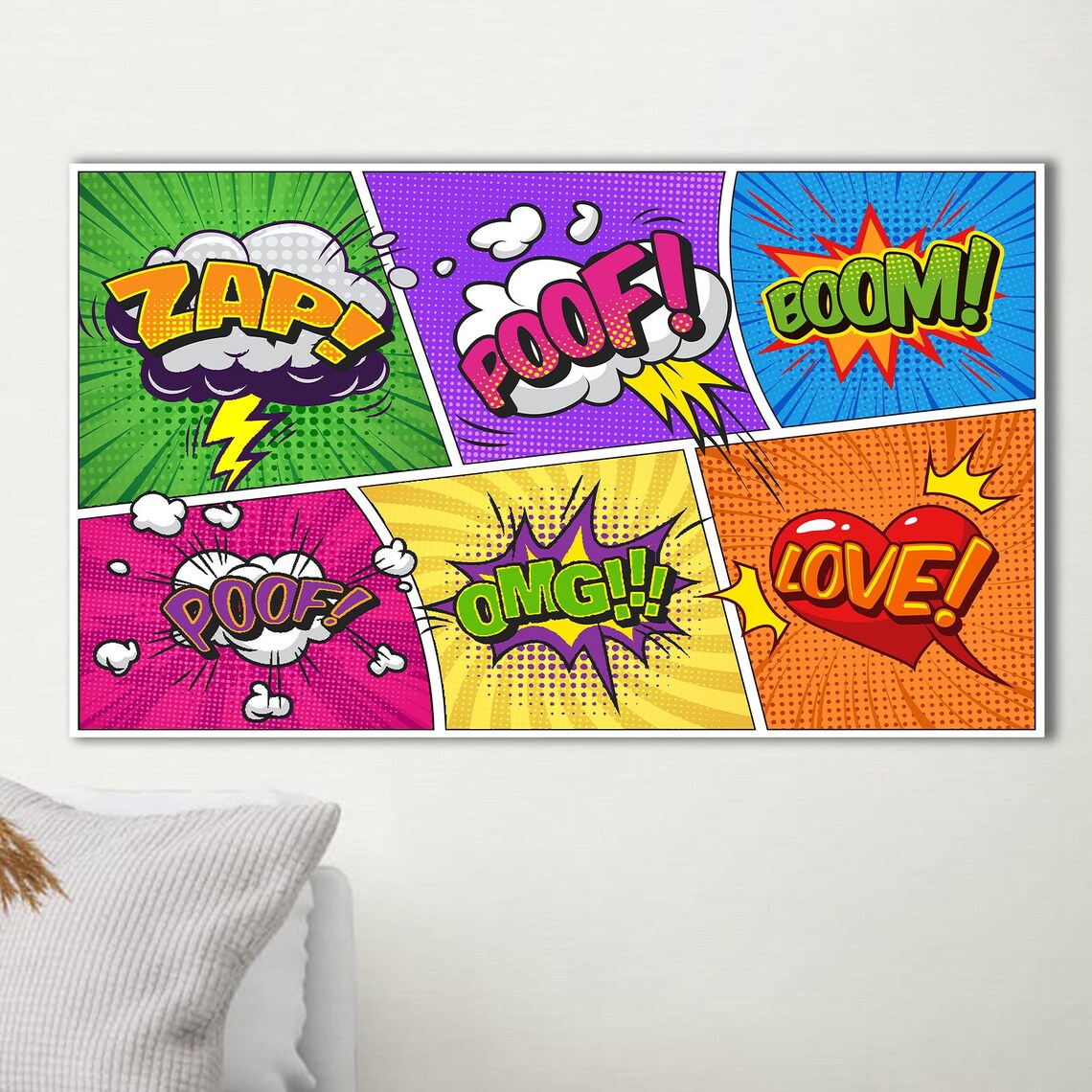 Colorful Comic Pop Art, Retro Sound Effects Print