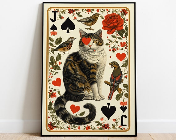 Quirky Cats Wall Art Funny Cat Poster Printable Art Cat Lover Gifts Feline Art Cats And Roses Painting Maximalist Wall Art