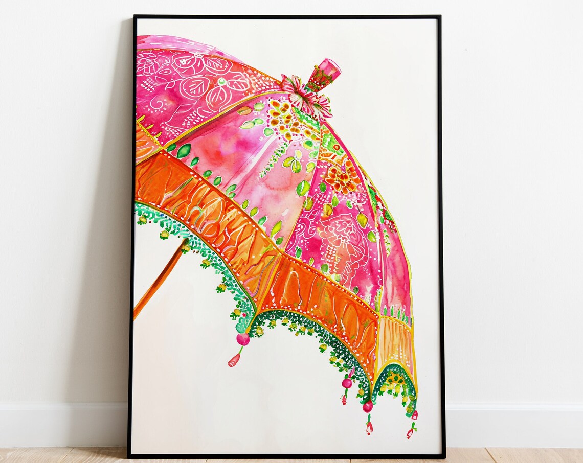 Thrissurpuram Umbrella Watercolor Art Print