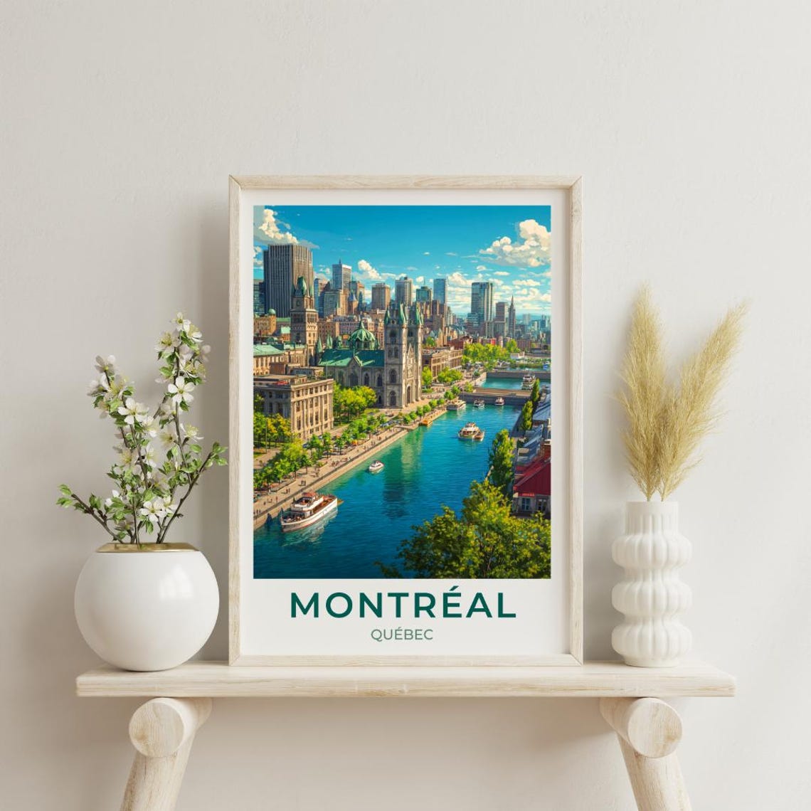 Montreal Quebec Travel Poster Old Port Vintage City Decor Gift