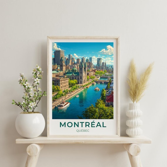 Montreal Quebec Travel Poster Old Port Vintage City Decor Gift
