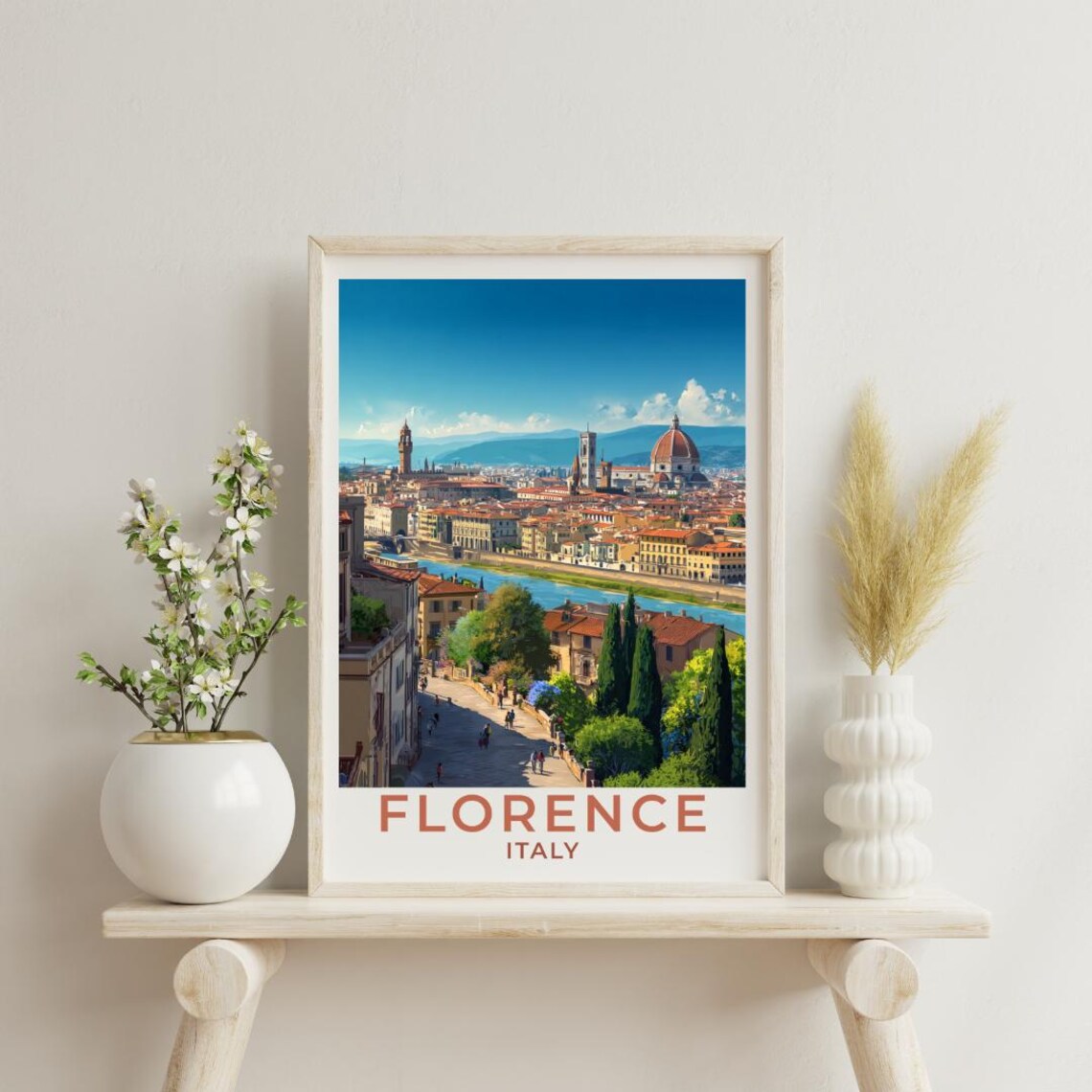 Florence Vintage Travel Poster Print, Italy Decor