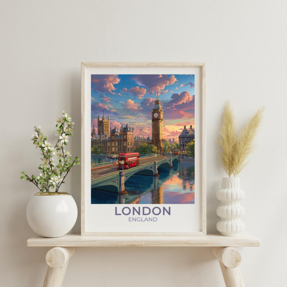 London Vintage Travel Poster, England Wall Decor