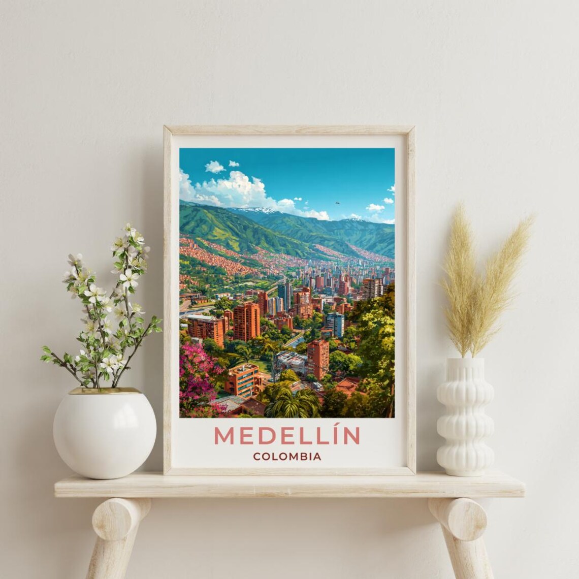 Medellin Vintage Travel Poster, Colombia Art Print