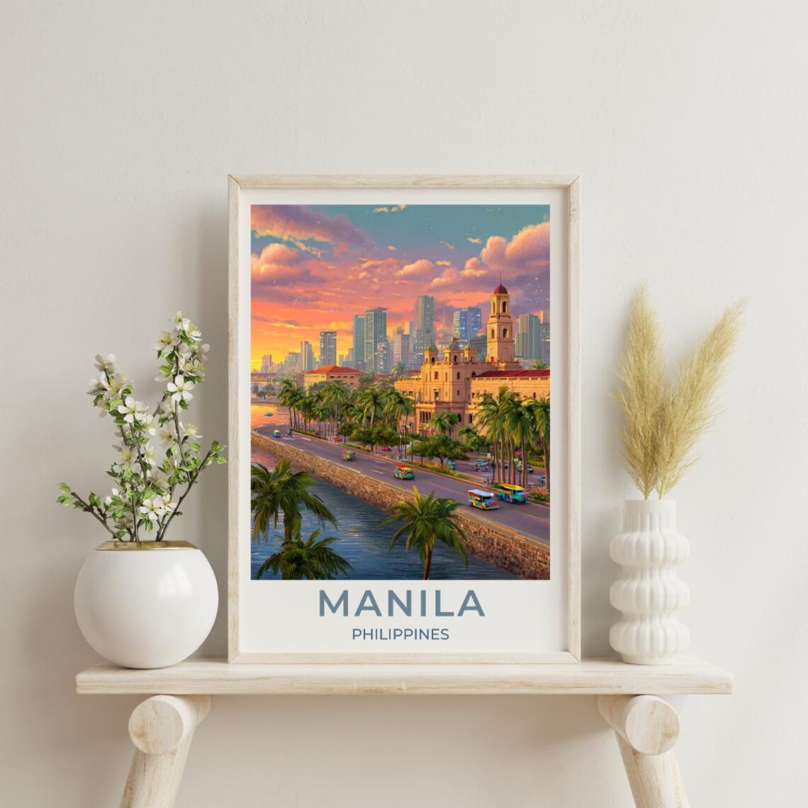 Manila Vintage Travel Poster, Philippine Scenic Art Print