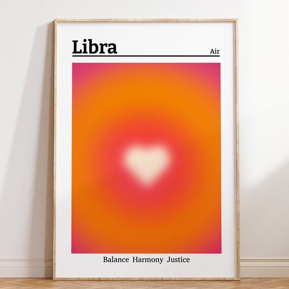 Libra Zodiac Sign Heart Aura Gradient Spiritual Astrology Art Poster