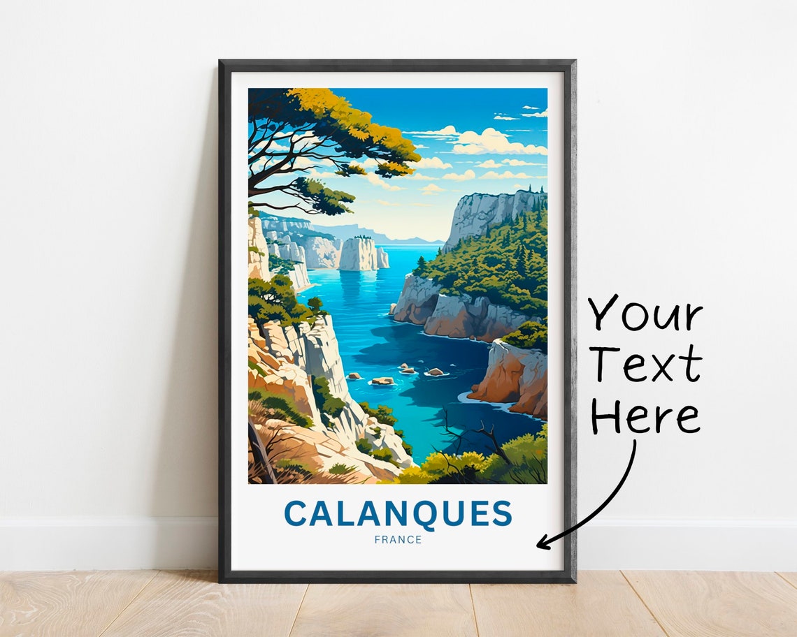 Personalized Calanques France Azure Sea Rock Cliffs Travel Poster